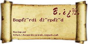 Bogárdi Árpád névjegykártya